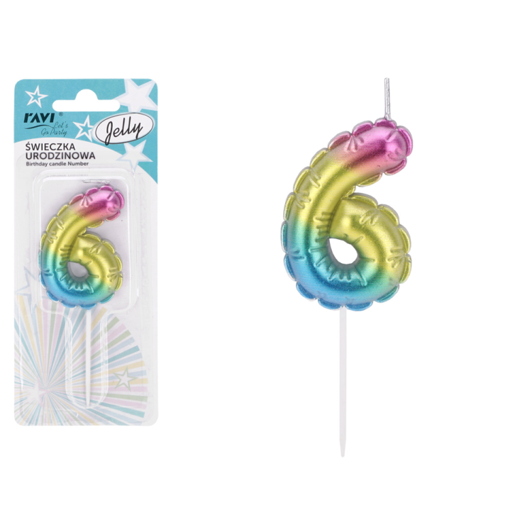Świeczka urodzinowa JELLY Cyferka 6 RAVI